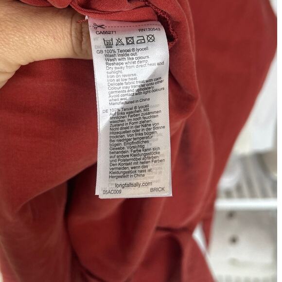 Long Tall Sally Women's Sz 8 Tall Burnt Orange Midi Tie Waist Shirt Dress #0600 - Picture 10 of 14